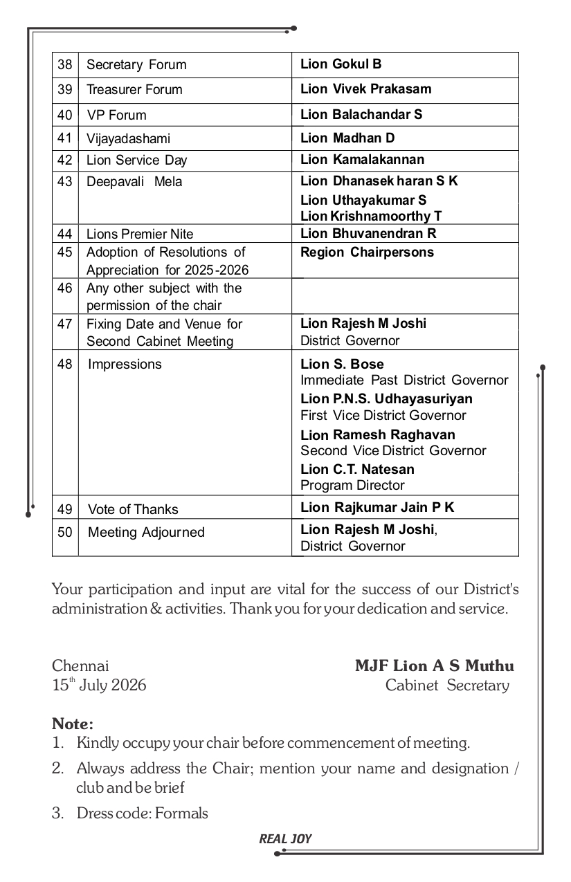Notice - First Cabinet Meeting
